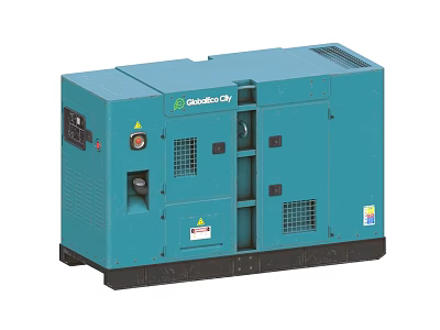 Industrial Equipment Blue Galeao CY Silent Generator With Control Panel And Ventilation Grilles 3d model