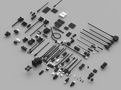 Various Black And White Switch Panels Components And Parts For Installation 3d model