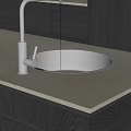 Modern Bathroom Sink With Stainless Steel Faucet Black Basin And White Countertop