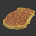 Fresh Toasted Bread Topped with Savory Salami Slices and Butter