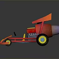 Red and Yellow Go Kart with Large Wheels Rear Wing and Yellow Seat Sporty Design