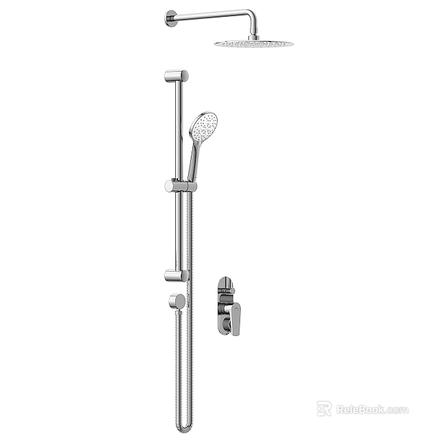 Modern Shower System With Handheld Head Adjustable Slide Bar And Control Handle 3d model