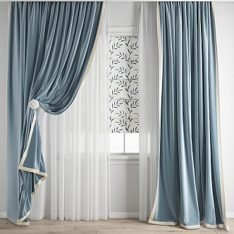 modern fabric curtain fabric curtain gauze curtain 3d model