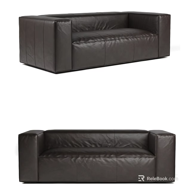 Modern Three Seater Leather Sofa With Sleek Design And Comfortable Seating 3d model