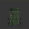 Green Military Weapon Device With Antenna And Cables On Gray Background