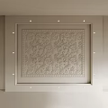 Ornate Ceiling Design With Carved Square Frame And Recessed Lights 3d model