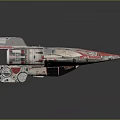Detailed Red And White Sci Fi Spaceship Model With Winged Structure And Engines 3d model