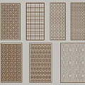 Lattice Windows Showcasing Various Decorative Brown and Beige Patterns for Interior Design 3d model