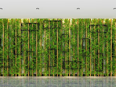Modern Indoor Green Plant Wall With Black Square Frame Decorative Living Design 3d model