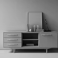 Green Console Cabinet Sideboard With Drawers Open Shelf Golden Handles Wooden Legs And Books Decor