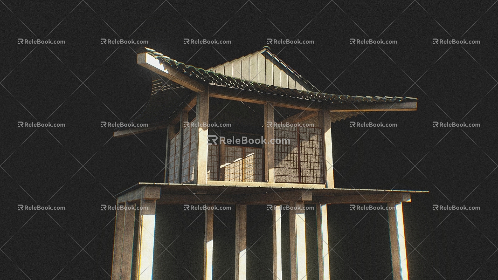 Chinese-style ancient building attic ancient building 3d model