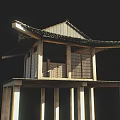Ancient Traditional Architecture With Wooden Framework Tiled Roof And Supporting Columns