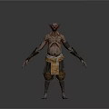 Fantasy Male Character With Horns And Tribal Attire Standing Pose