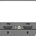 Modern Bathroom Vanity With Double Stone Basins Large Mirror Gray Countertop And Decorative Items