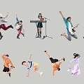 People Engaged in Diverse Activities Including Dancing Playing Music and Gymnastics