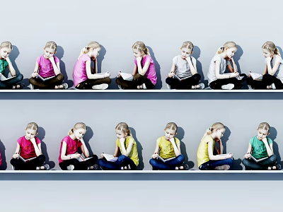 Modern multiplayer reading children 3d model Modern multiplayer reading children 3d model