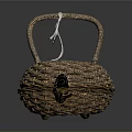 Handwoven Rattan Storage Basket With Decorative Handle For Home Decor And Storage