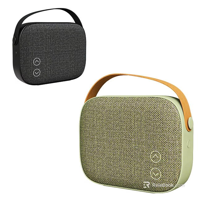 Portable Fabric Speaker Boxes With Handle And Buttons 3d model 