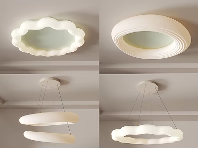Modern Minimalist Ceiling Lights With Cloud Like Circular And Double Layered Hanging Designs 3d model