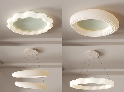 Simple ceiling lamp pattern chandelier cream wind ceiling lamp children's lamp bedroom lamp combination 3d model