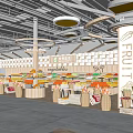 Supermarket Fresh Fruit Section With Organized Produce Displays In Wooden Baskets And Bright Lighting