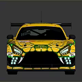 Yellow Racing Car With Green Graphics Rear Wing And Number 63