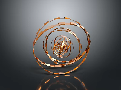 Human Organ And Hair Structure In Spiral Metallic Design 3d model
