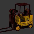 Yellow Industrial Forklift With Cab And Front Forks For Material Handling