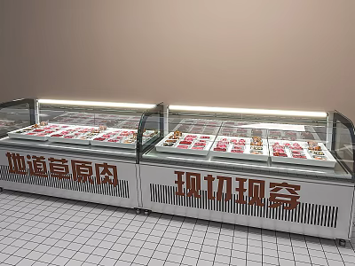 Commercial Refrigerator Freezer Display Case with Glass Door for Fresh Meat Storage 3d model