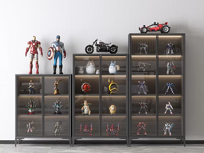 Illuminated Display Shelves Featuring Action Figures Model Toys And Collectibles 3d model
