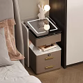 Modern Bedroom Side Table With Lamp Tray And Storage Drawers Beside Bed