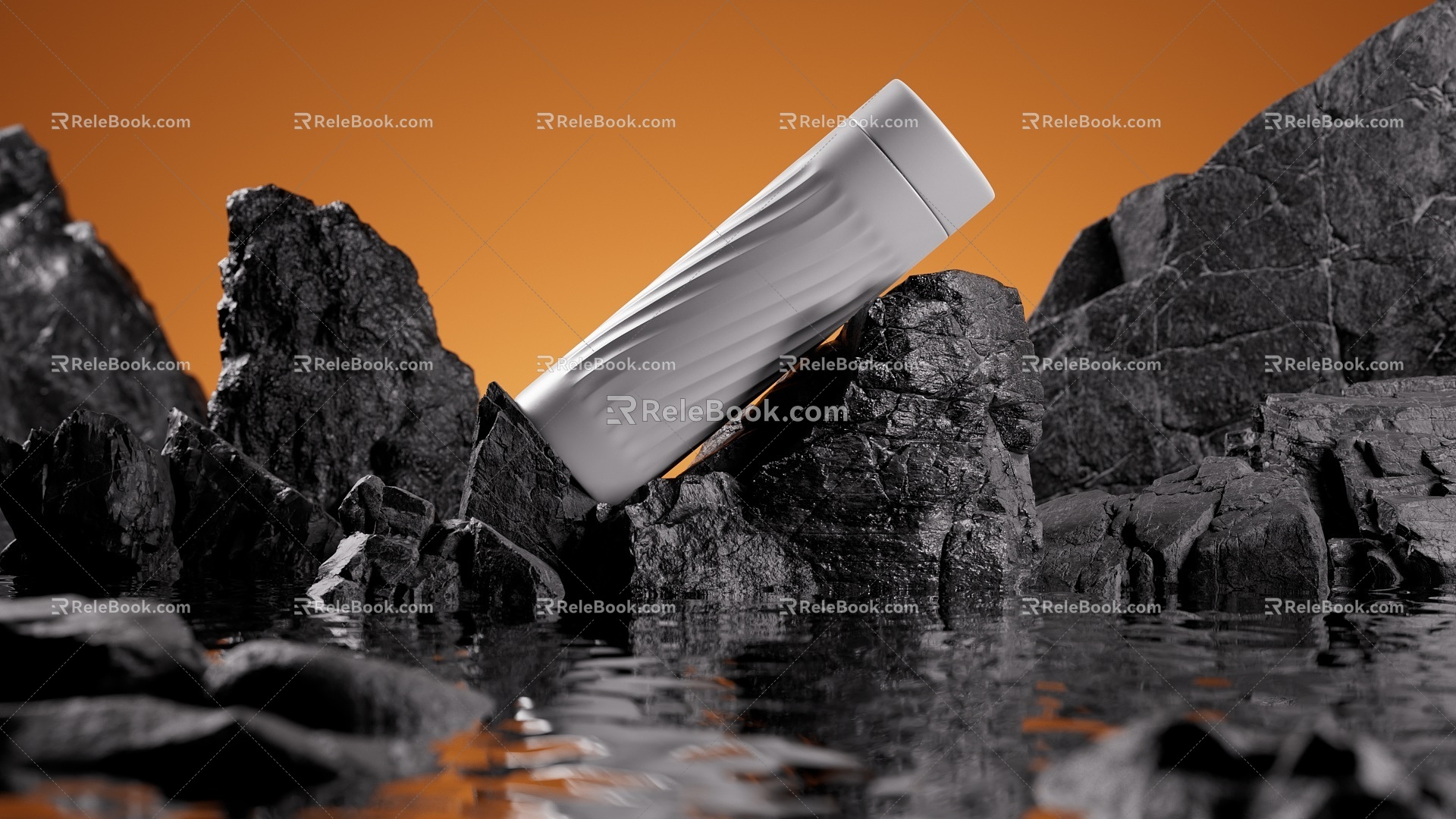 Modern Thermos Cup Rock Scene Creative Art Thermos Cup Art Modeling Thermos Cup Curve Arc Thermos Cup 3d model