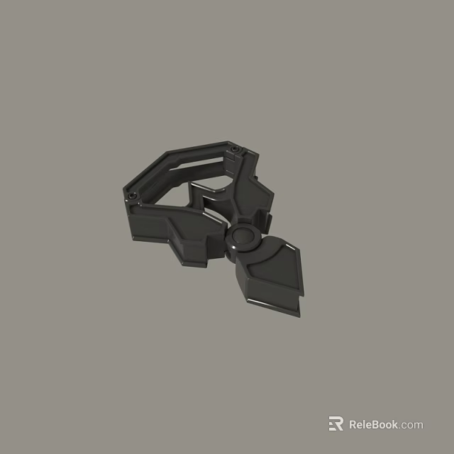 Detailed Black Mechanical Connector With Intricate Structure And Rotating Joints 3d model 
