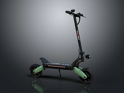 Black Electric Scooter With Green Wheels Modern Design And Sturdy Handlebar 3d model