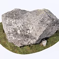 Large Natural Stone With Small Rock Placed On Green Grass Surface 3d model