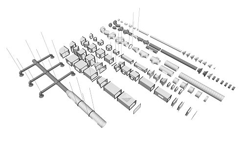 modern pipe parts 3d model