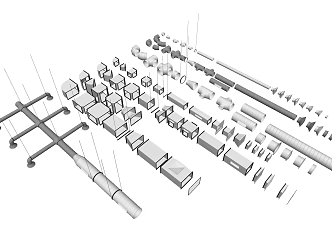 modern pipe parts 3d model