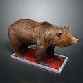 Realistic Brown Bear Model Standing On Red Base Display Platform