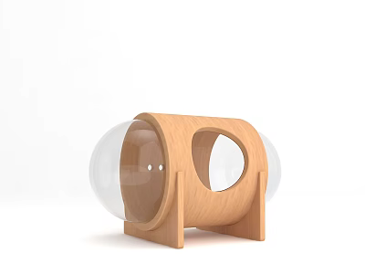 Wooden Pet House With Transparent Dome Structure And Cozy Design For Cats And Small Pets 3d model