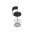 Stylish Black Leather Bar Stools With Metal Frame And Footrest Ring