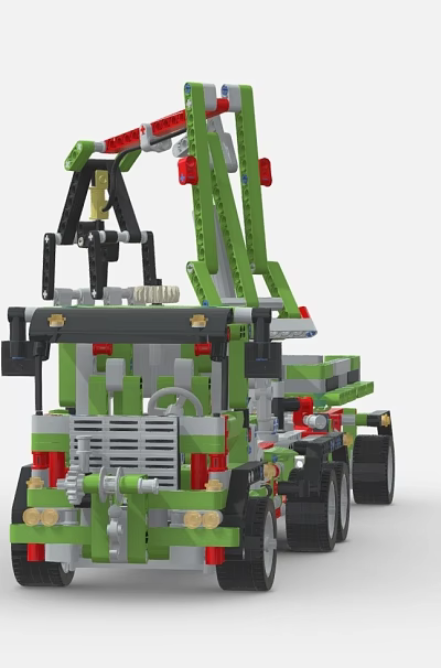 Green Building Blocks Truck Model With Crane And Detailed Structure 3d model