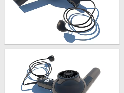 Modern Electric Hair Dryer With Coiled Power Cord And Lightweight Design For Home Use 3d model