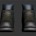 Green Textured Shoes With Blue Sock Like Collar And Orange White Laces