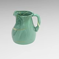 Green Ceramic Pitcher With Marble Pattern And Golden Decorative Lines 3d model