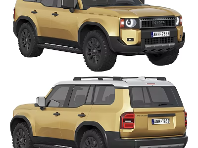 Golden Off Road SUV With Rugged Exterior Roof Rack And LED Headlights 3d model
