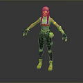 Game Movie Character Featuring Yellow Cap Red Braids Red White Tank Top Black Ripped Pants 3d model
