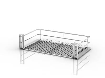 Stainless Steel Kitchen Cabinet Storage Rack With Drawer Organizer And Hooks 3d model