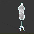 Black Dress Form With Wooden Tripod Stand And Round Wooden Head For