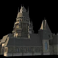 Ancient Architecture with Medieval Towers Spires and Stone Wall Details