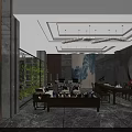 Luxurious Hotel Lobby Interior With Grand Chandelier Marble Floor And Art Mural